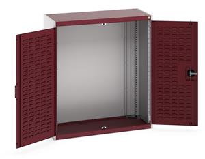 40013016.** cubio cupboard with louvre doors. WxDxH: 1050x525x1200mm. RAL 7035/5010 or selected